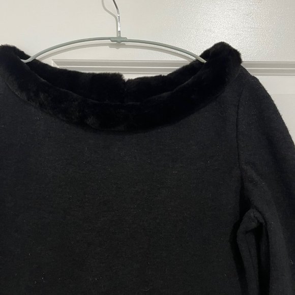 GEORGES RECH of Paris Black Sheath with Fur Trim - Picture 2 of 6